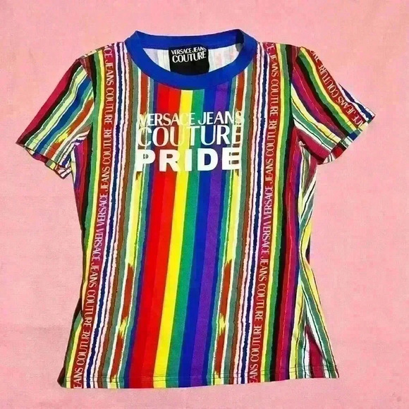 Versace Jeans Couture Pride Project Rainbow T Shirt Womens Size 6 - Picture 3 of 14